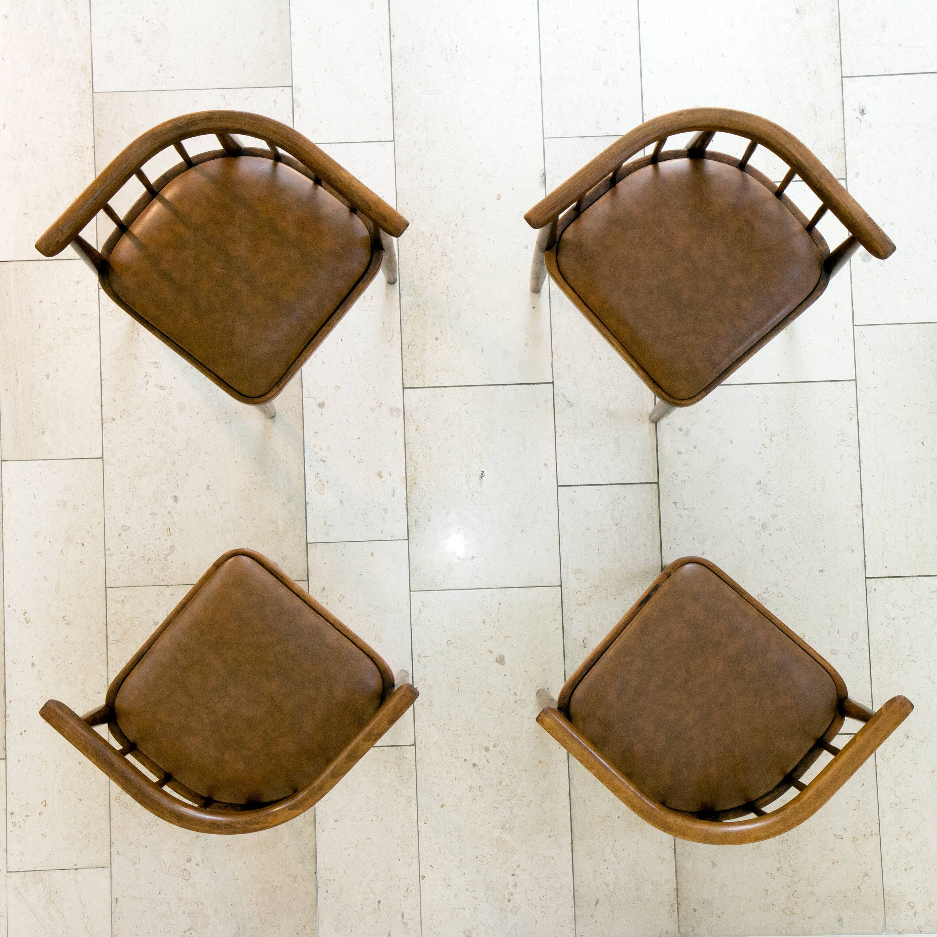 Series of 4 chairs Thonet 1960