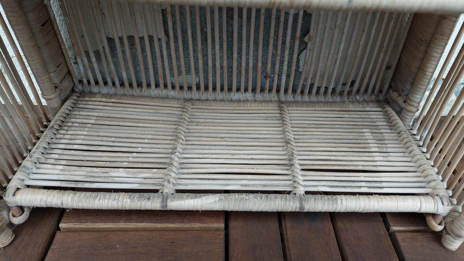 Vintage folding wicker furniture in its original condition