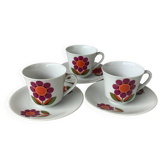 3 Seltmann Weiden K. Bavaria cups - seventies floral decor