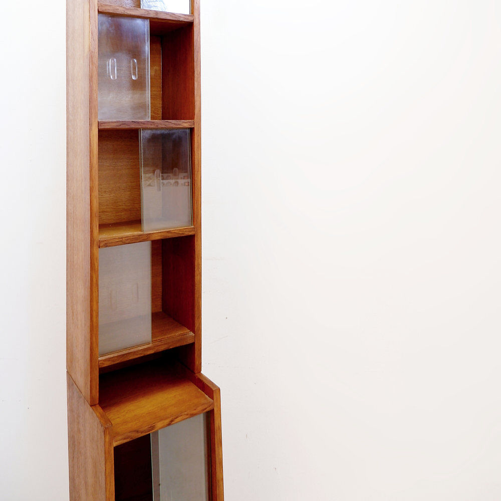 Large vintage glass library mid-century - 1960s