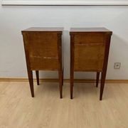 Empire Nightstands in Walnut with Full Columns in Gilt Brass, Italy, 1810, Set of 2