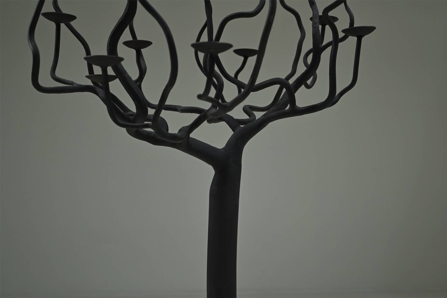 Black brutalist tree floor candle holder “tree of life”, 1970s.