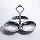 Vintage three-bowl server in silver-plated metal, shell decoration 1970-80.