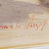 Tuscan landscape by R. Morelli, oil on canvas, late 20th century