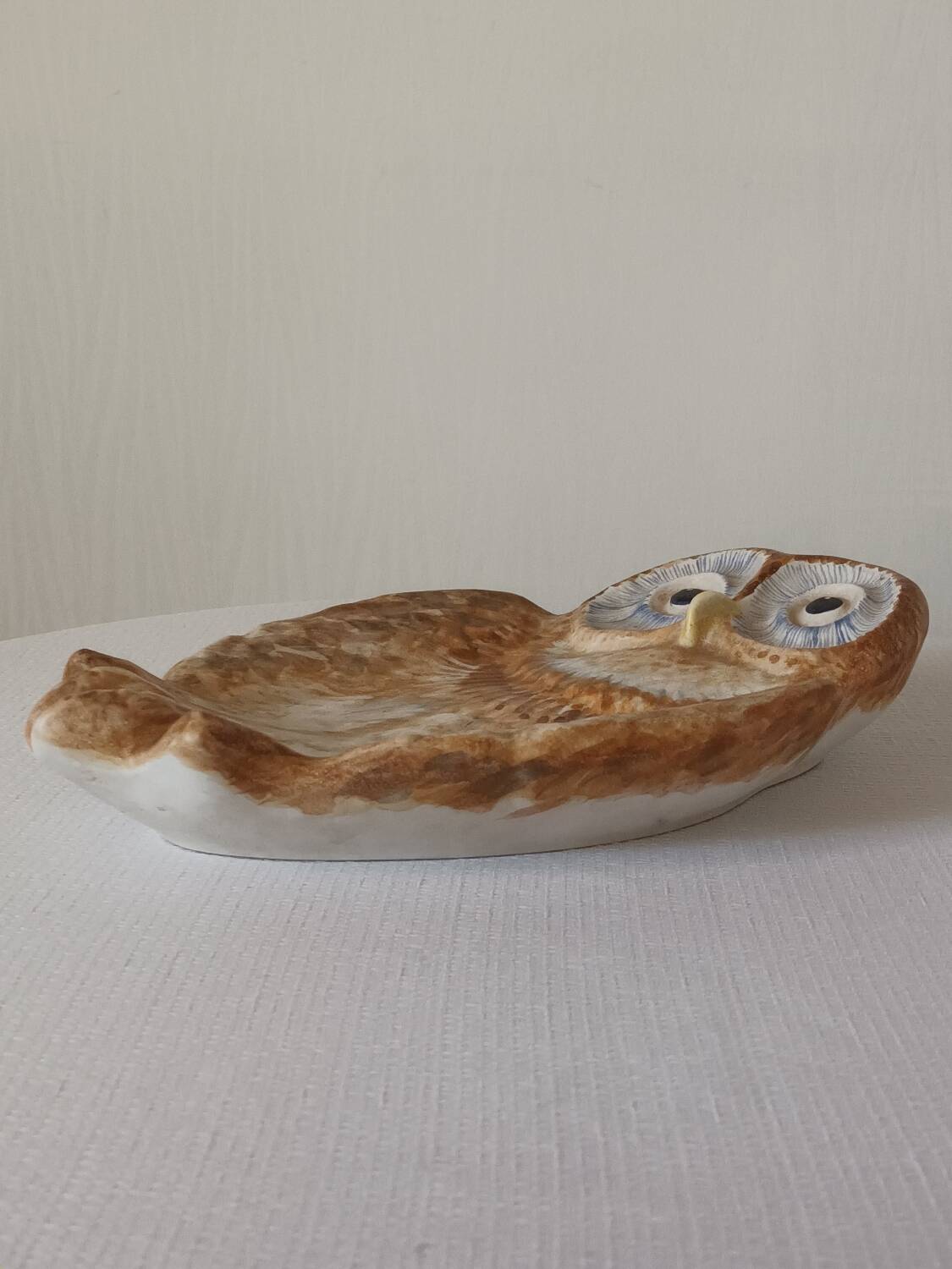 Vintage Vallauris ceramic owl trinket tray