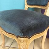 Pair of blue velvet Louis XV chairs