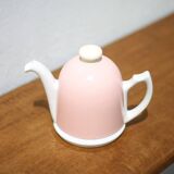 Vintage teapot, porcelain teapot and metal hat, teapot, kettle, infusion, kitchen