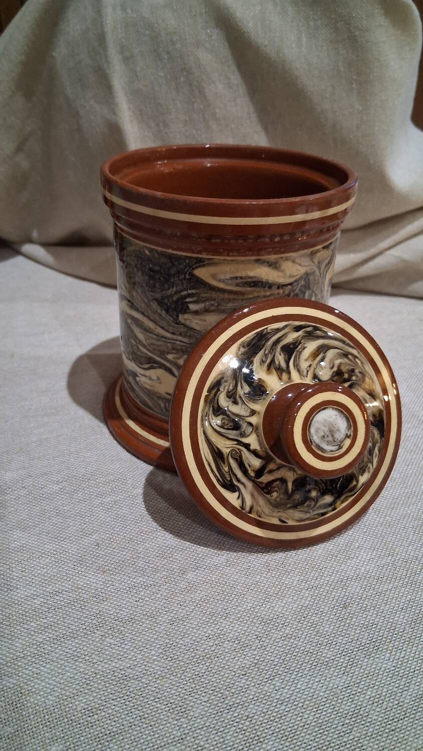 Marbled sugar bowl SARREGUEMINES