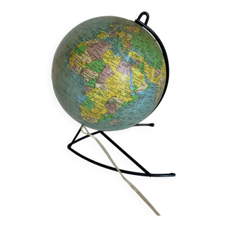 Vintage globe 1960 terrestrial glass Girard and Barrère - 27 cm