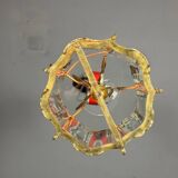 Gilt bronze lantern, original curved glass, circa 1900
