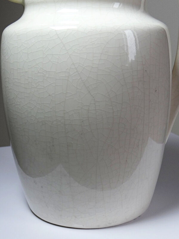 Broc de toilette Art déco ancien en faïence craquelée