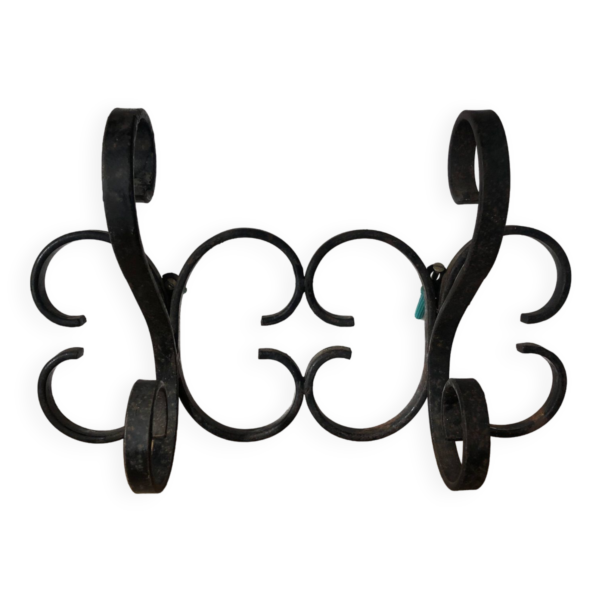 Double wrought iron wall hook