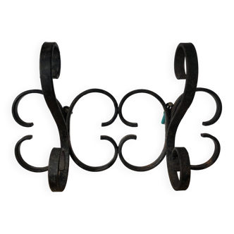 Double wrought iron wall hook