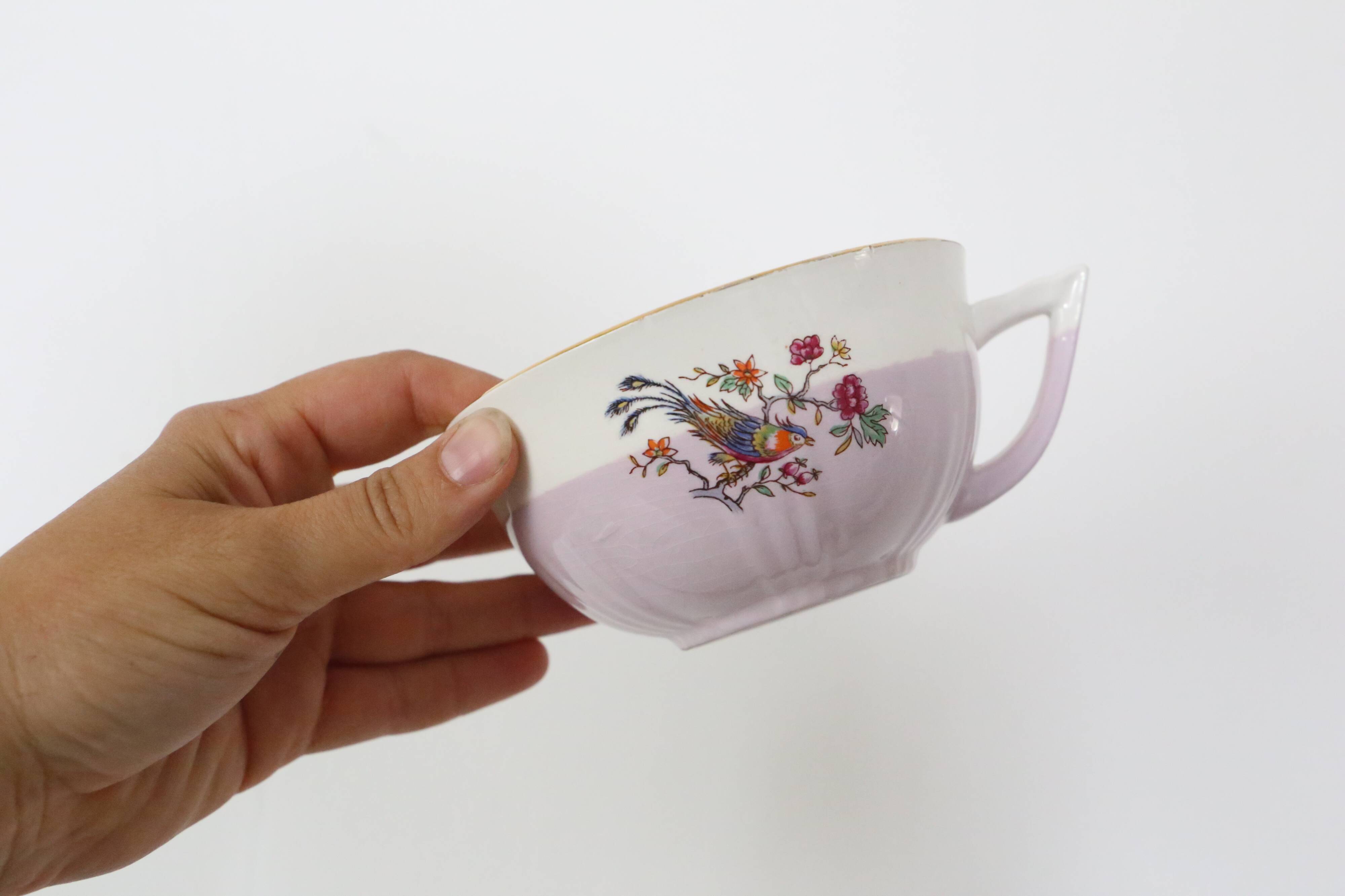 Set of 4 cups and sub-cups Moulin des Loups, vintage