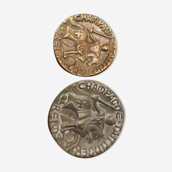 Set de 2 vides poches Taittinger 1 en bronze et 1 en céramique