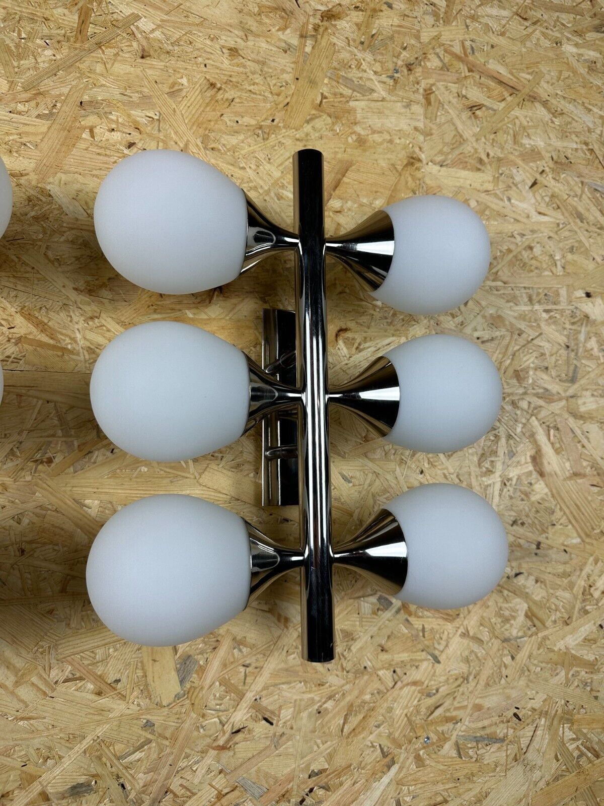 2x 60s 70s 6-bulb Sputnik wall lights by Kaiser Leuchten opal glass
