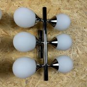 2x 60s 70s 6-bulb Sputnik wall lights by Kaiser Leuchten opal glass