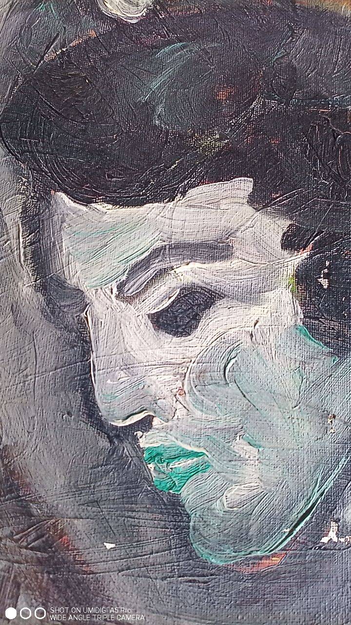 Oil on canvas - embracing couple - 55 x 38 cm