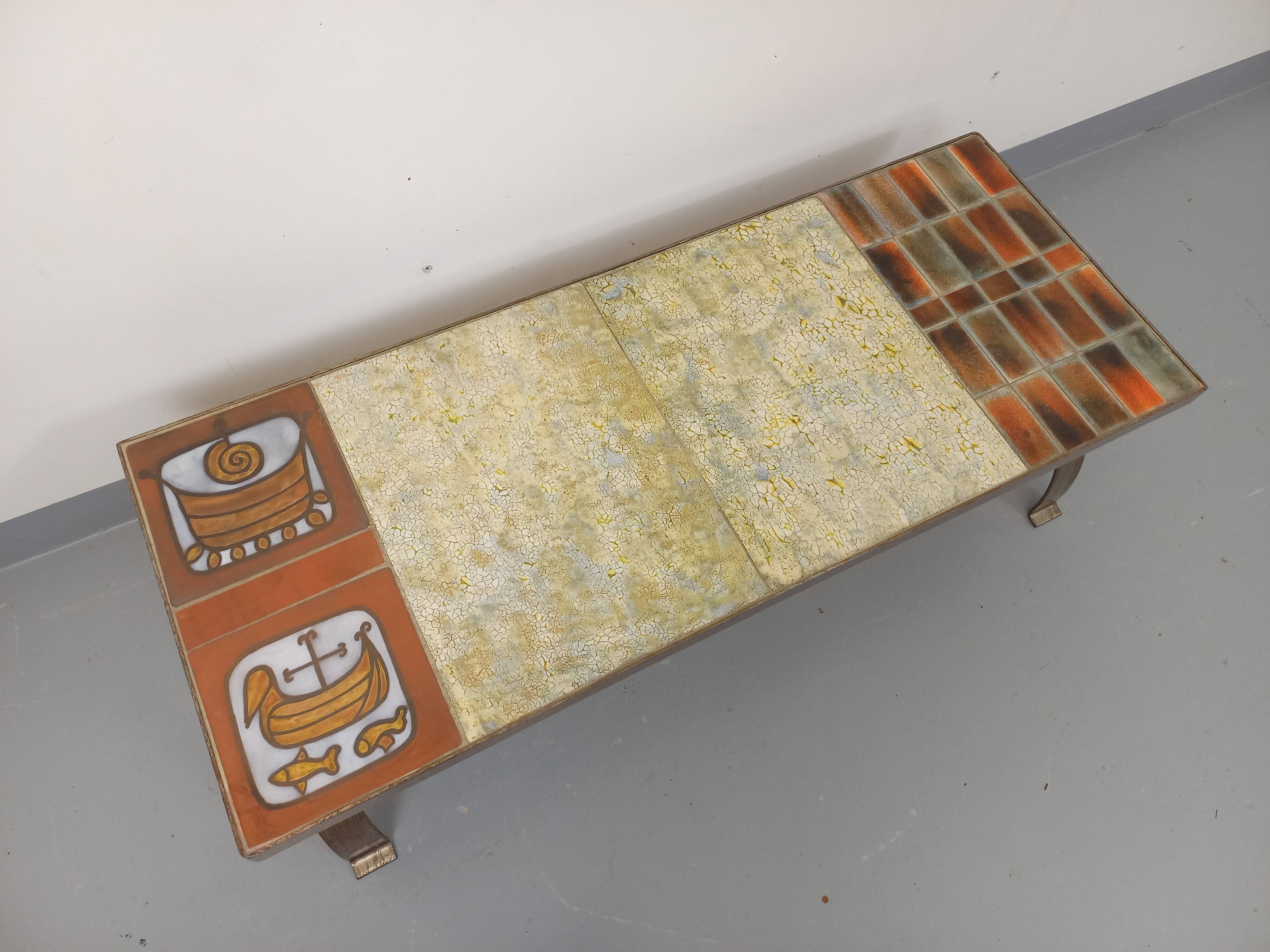 Vintage ceramic coffee table by Jean Gregorieff for Roche Bobois