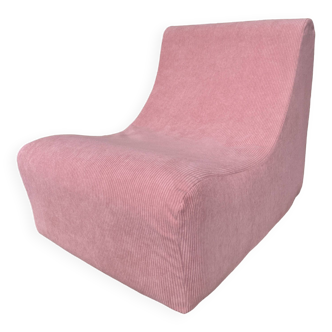 Vintage pink corduroy low chair