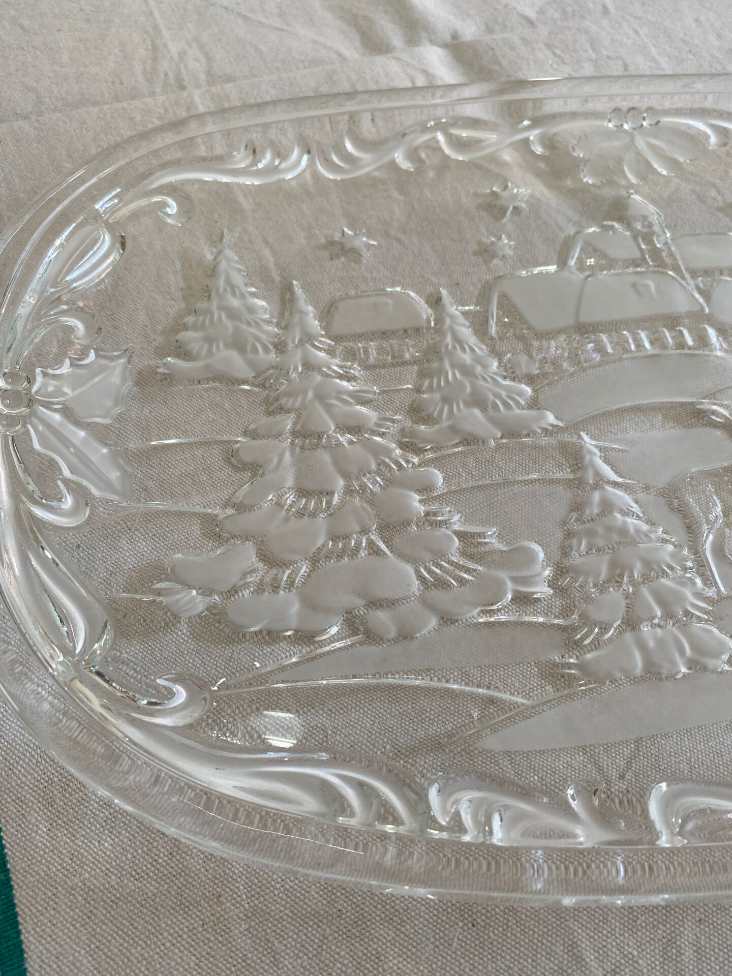 Plat de service en verre transparent - Noël
