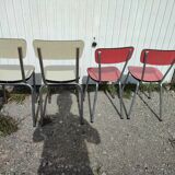 4 chaises formica rouge et jaune clair vintage