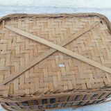 Small vintage basket suitcase wicker splices