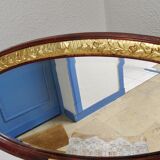 Miroir ovale bois époque moderniste art déco 1910 - 45x80cm