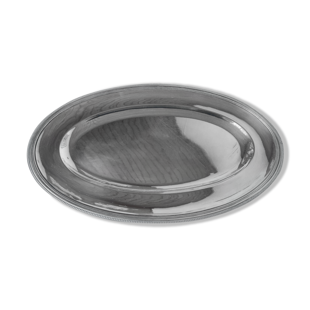Ancien Plat à Noix Ou Bibelot Ovale - Motif écureuil - Plaqué Argent - Occasion (non Poli)