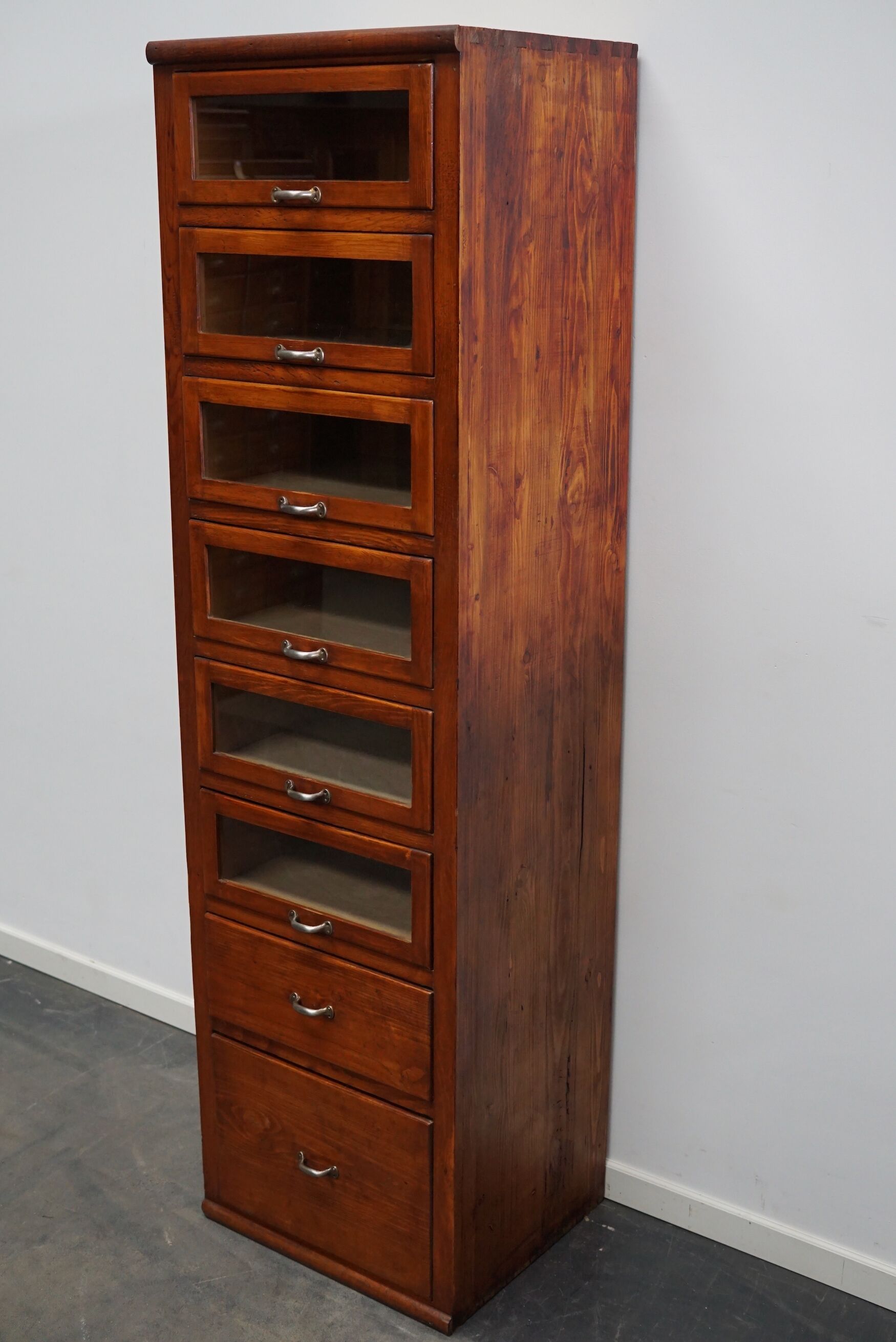 Vintage German pine haberdashery cabinet, 1950s