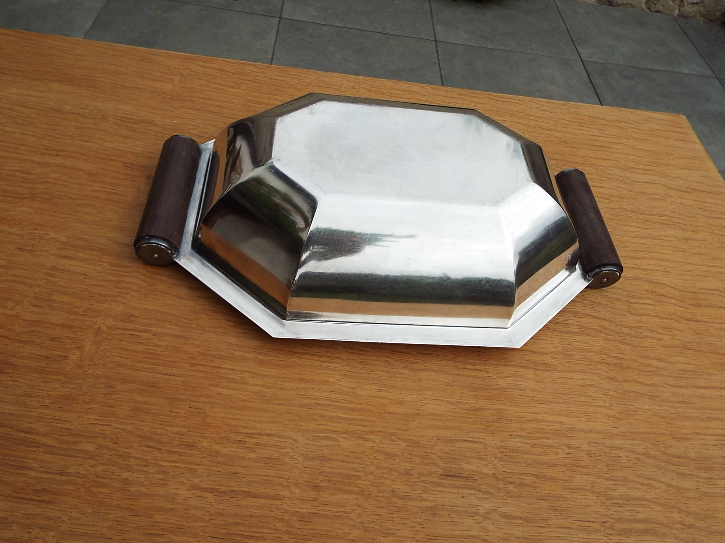 Art deco style stainless steel dish
