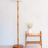 Lampadaire en bois et abat-jour en corde de coton