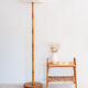 Wooden floor lamp with cotton rope shade