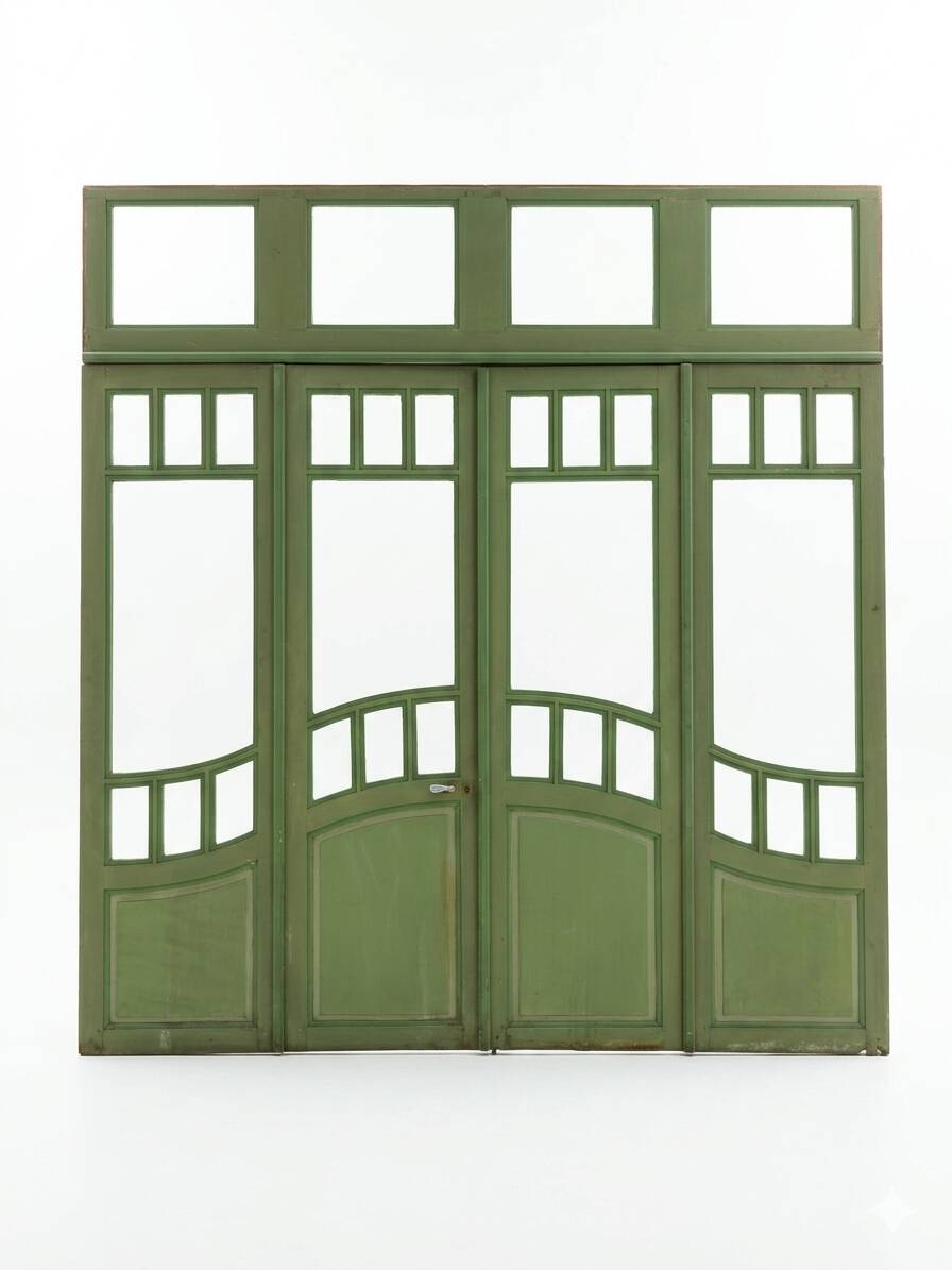 4 Art Nouveau partition doors + transom