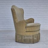 1970s, pair of Danish armchairs, original condition, green furniture velour.