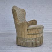 1970s, pair of Danish armchairs, original condition, green furniture velour.
