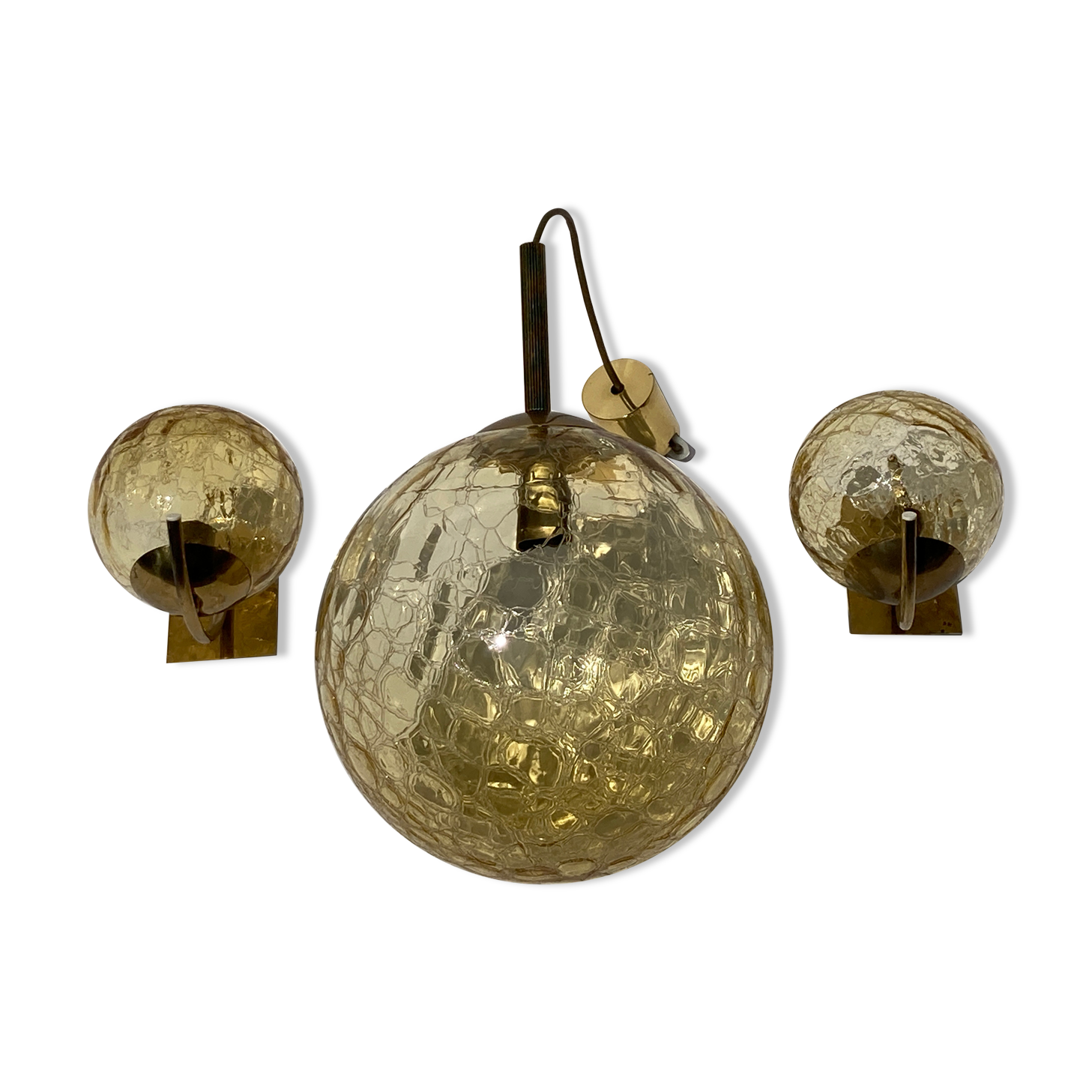 Suspension et appliques Doria en verre dépoli et appliques murales