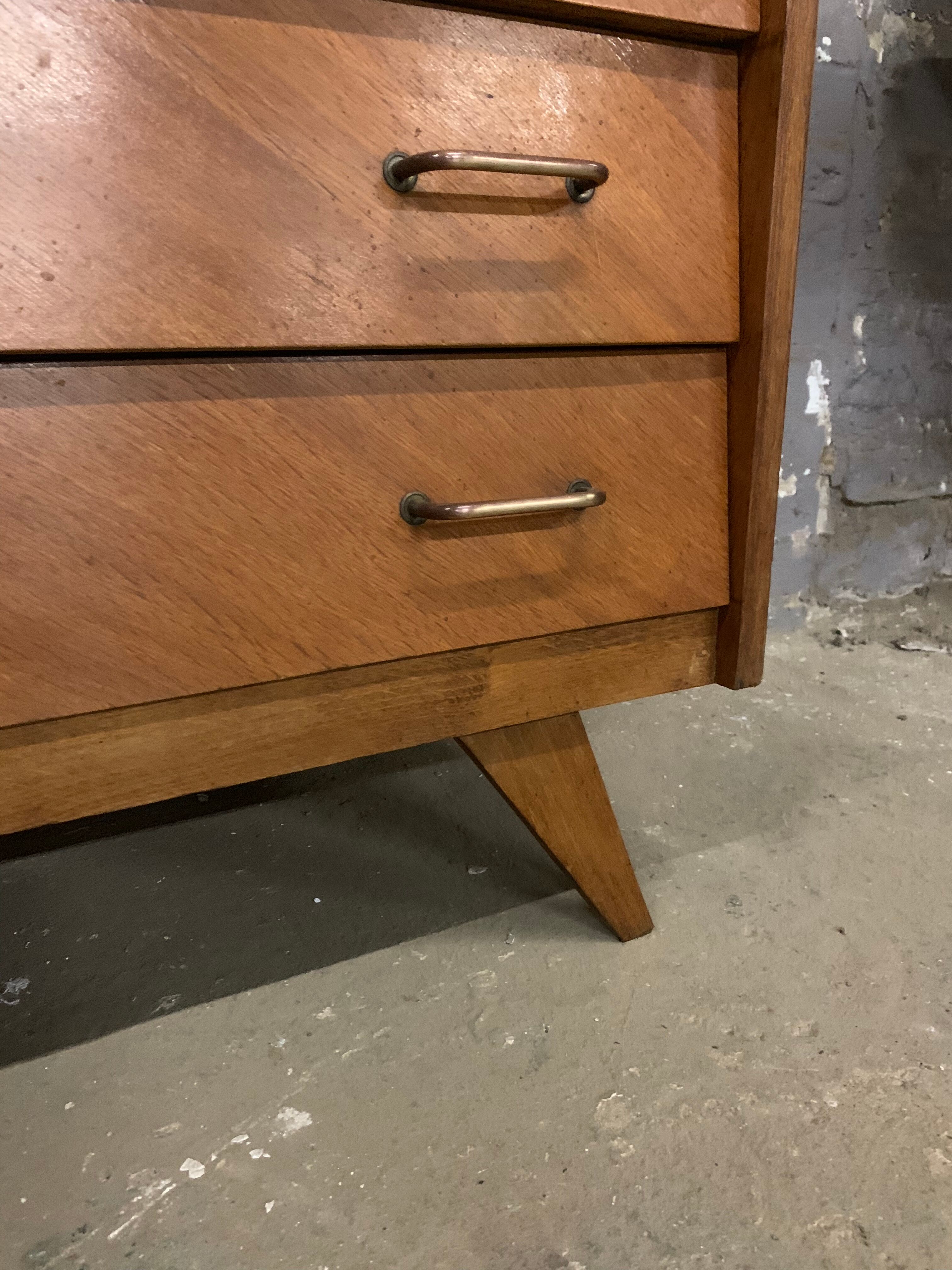 Secretary vintage oak compass feet, 1960s