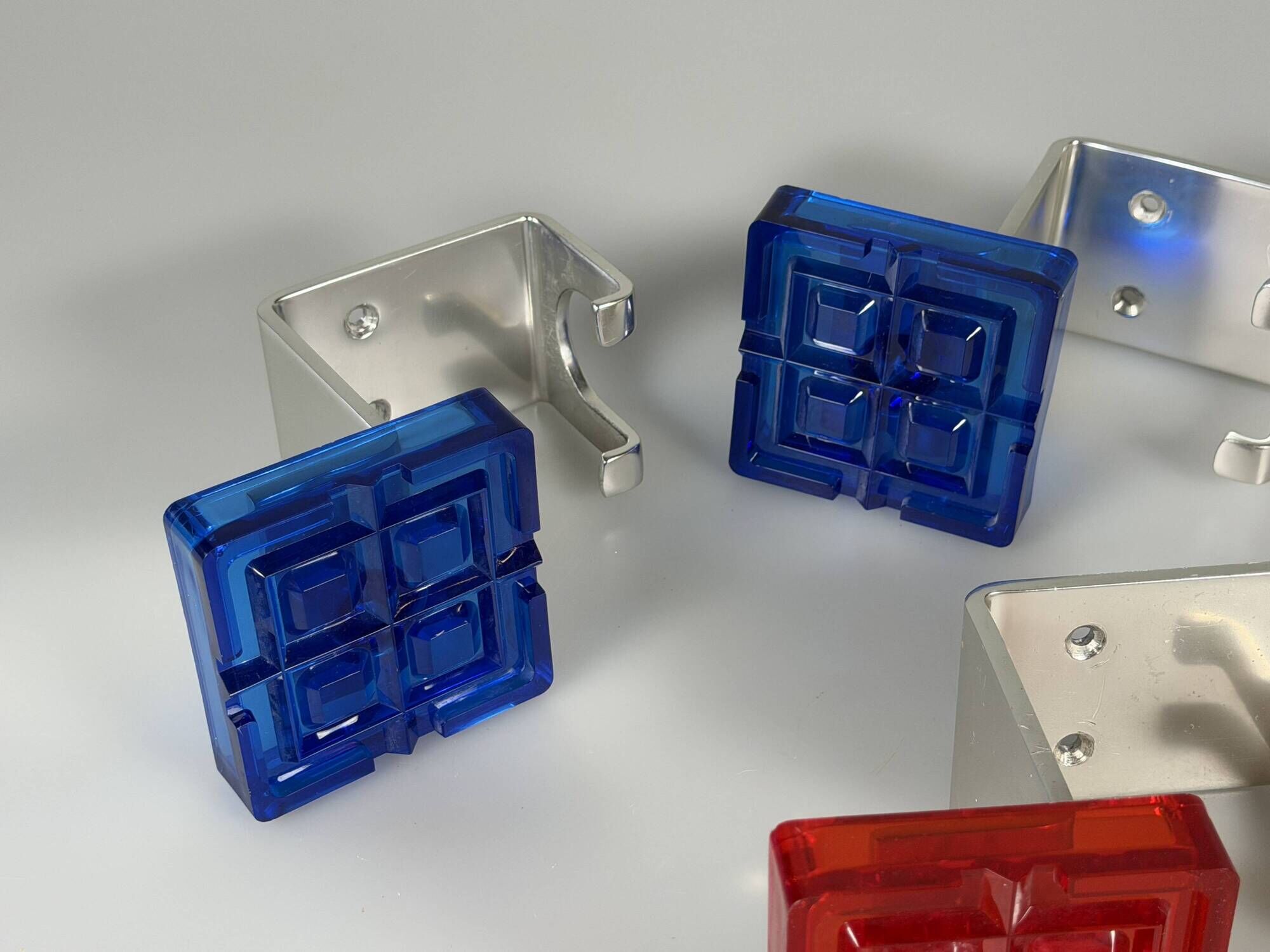 3 x 1960s 1970s Coat Hooks, Wall-Mounted Coat Rack, Metal/Plastic