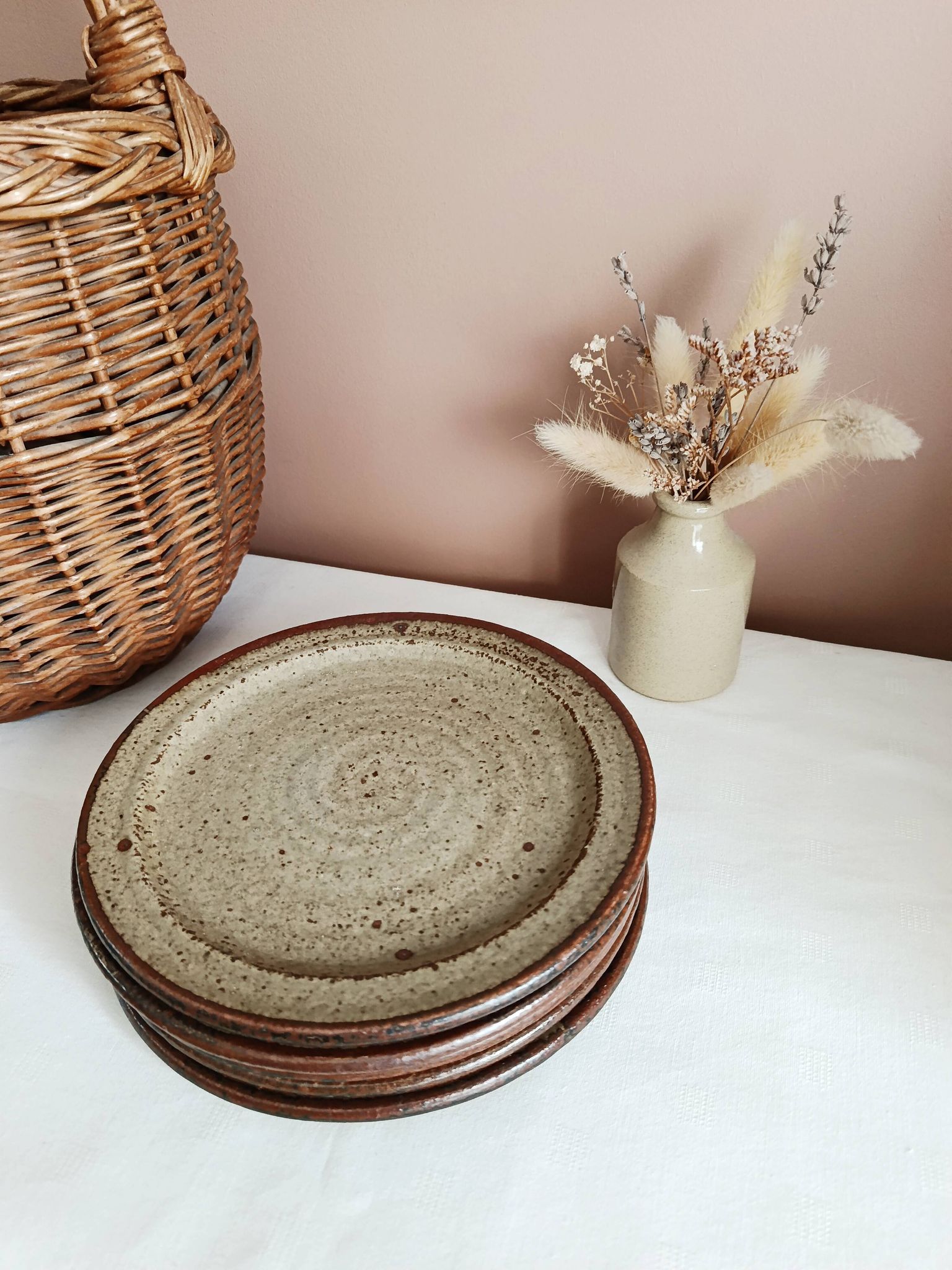Set of 5 dessert plates by Jean Tessier, Le Cep, in pyrite stoneware.