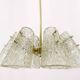 J.T. Kalmar Lustre in Brass, with Textured Glass Shade in Cone Shape, Austria, 1950