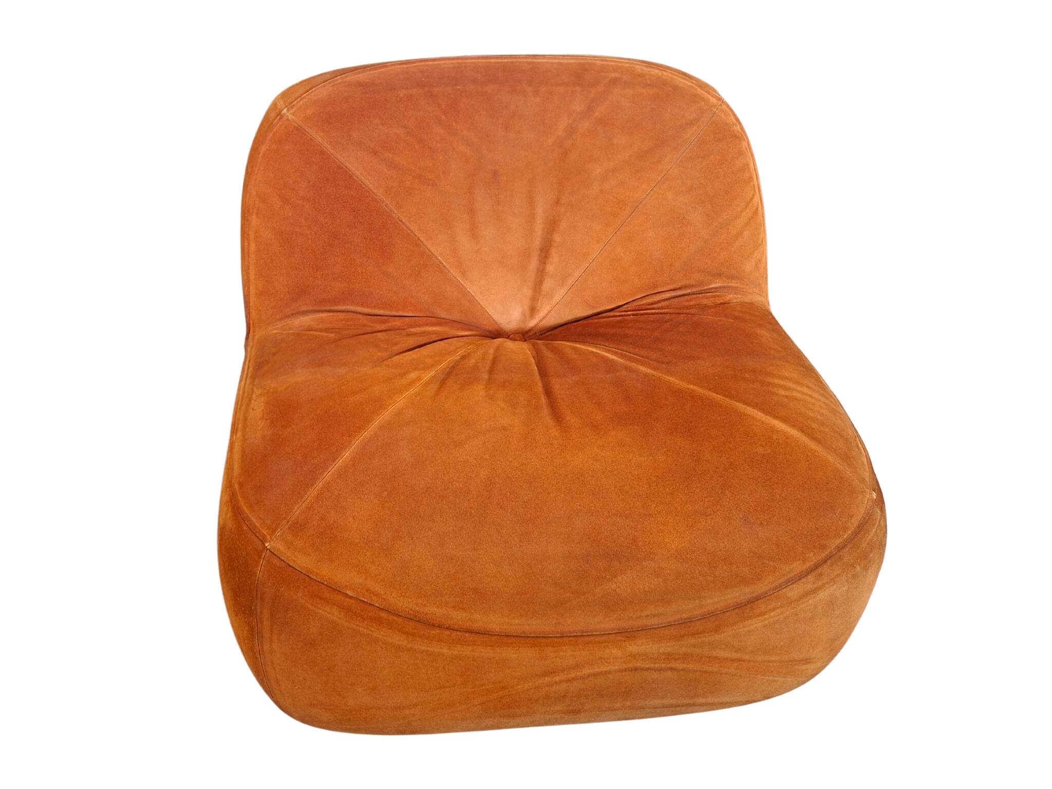 Set Vintage Anni '70: Divano 3 Posti + Poltrona in Velluto Arancione