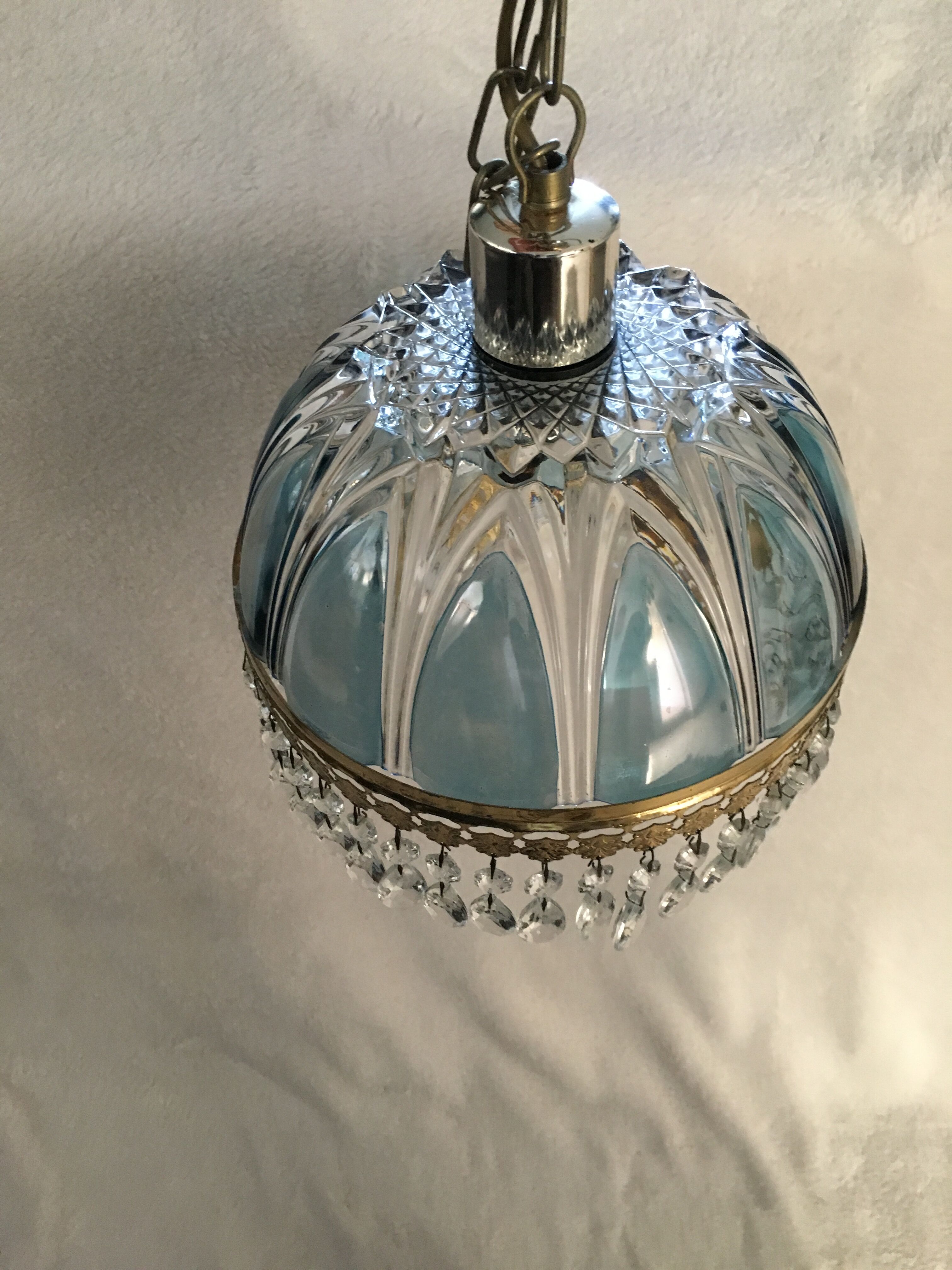 Glass chandelier Blues shabby chic has tassels