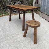 Brutalist coffee table + stool