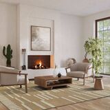 Beige jute rug with white relief 120x160 cm
