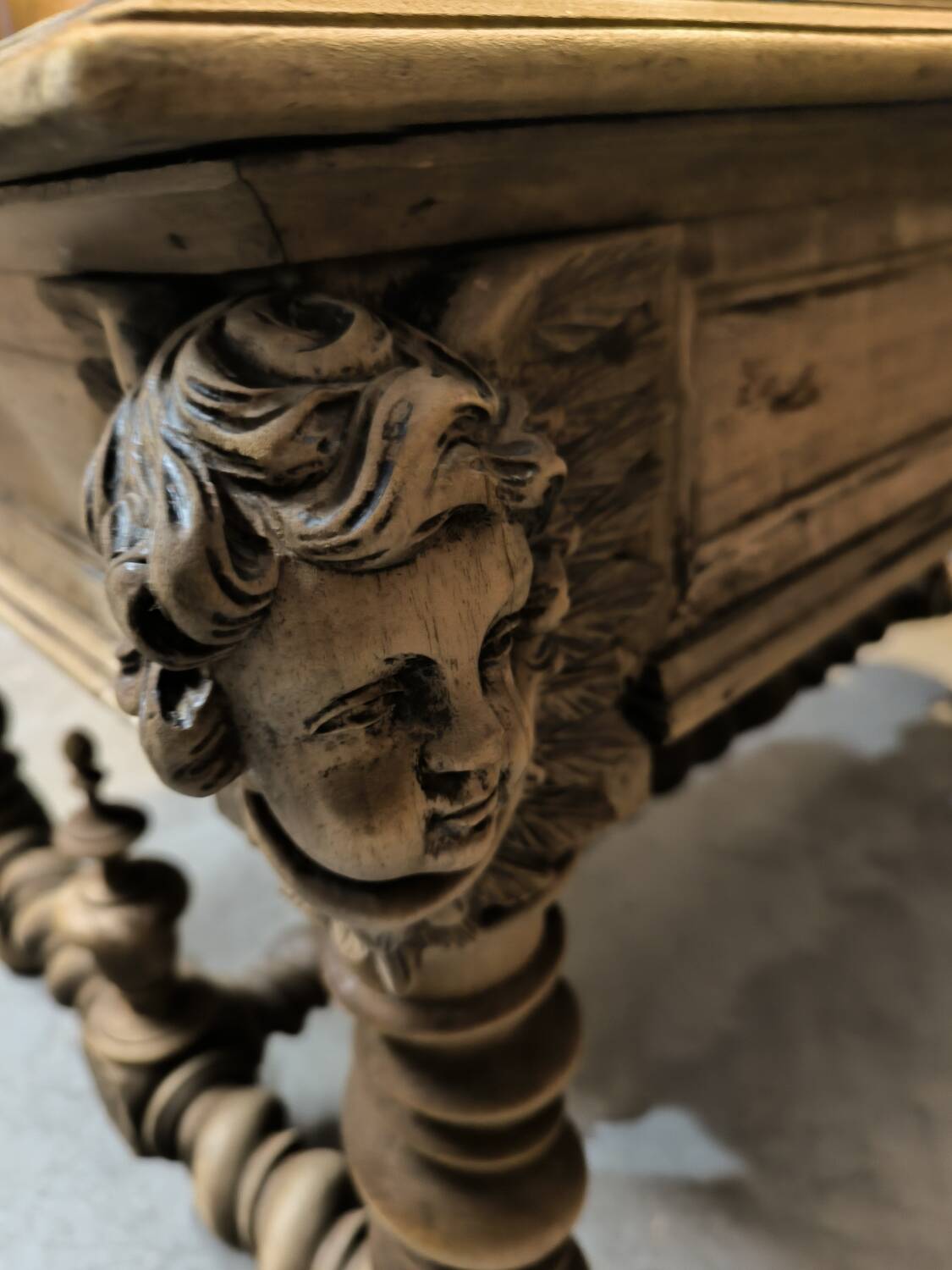 19th century desk in natural solid walnut.