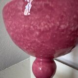 Grande coupe sur pied faïence Digoin rose