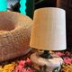 Vintage large ceramic table lamp 'Green garden'