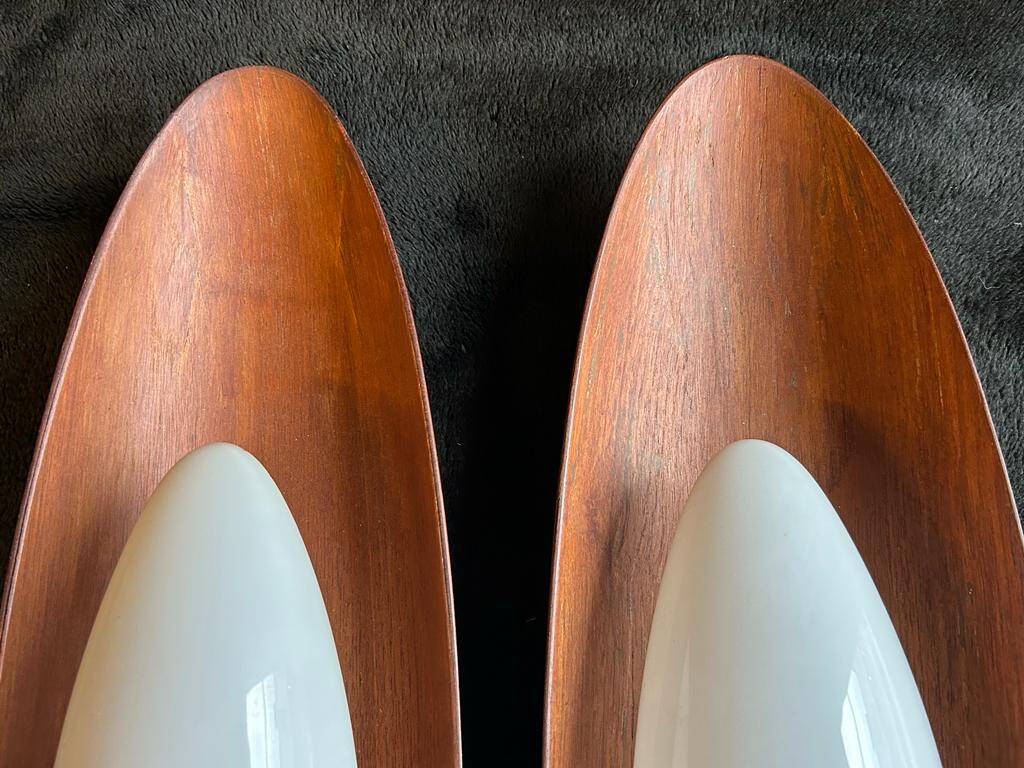 Pair Of Goffredo Reggiani Sconces Original Edition Italy 1960 - Teak And Perspex