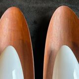 Pair Of Goffredo Reggiani Sconces Original Edition Italy 1960 - Teak And Perspex